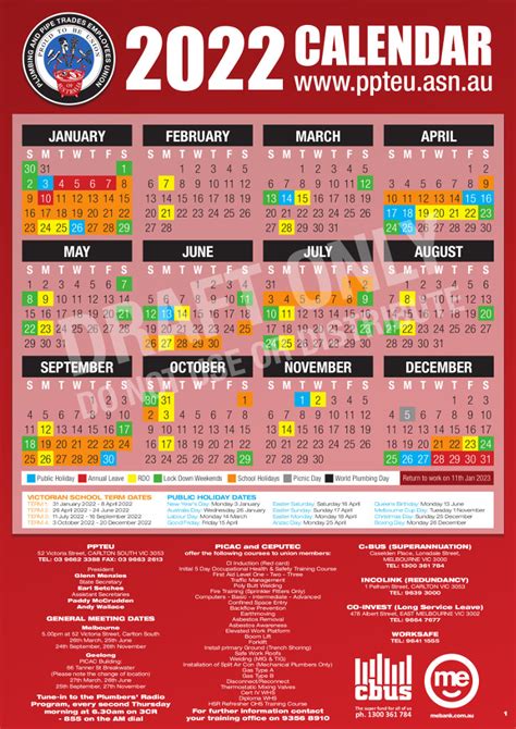plumbers union rdo calendar 2022.